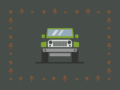 Dissecting SUVs: Jeep Wrangler brown car green icons illustration nature offroad outdoor symbol truck vehicle wrangler