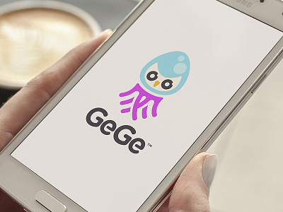 GeGe animal creature glow jelly logo mascot mobile network owl social squid virtual