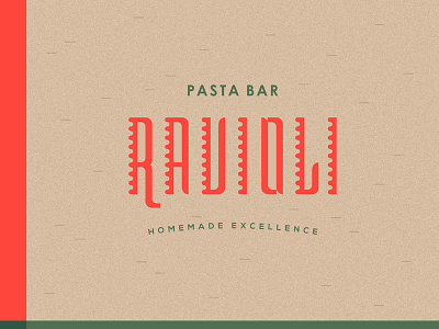 Ravioli bar custom food green lettering logo logotype pasta red restaurant typography