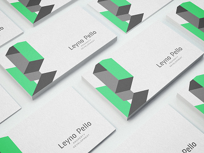 Leyno Pello architecture building business card card cut geometry gray green logo real estates stencil structure
