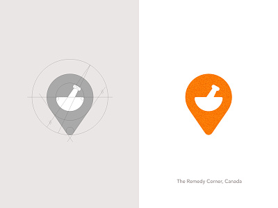 TRC construction corner grid health icon location logo navigation orange pharmacy pin remedy