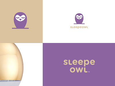 Sleepe Owl animal bird children cute gold hoot light logo owl product purple sleep