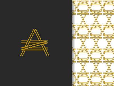 AZN building construction development gold grid line logo monogram pattern real estates