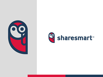 Sharesmart animal app bird blue health hoot logo medical monocle owl red smart