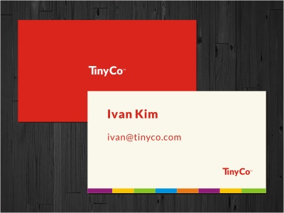 Tinyco Card business card card colorful logo logotype minimal multicolor print red stationery typography