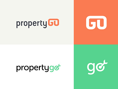 PGO arrow go green logo logotype network orange property real estates shadow target