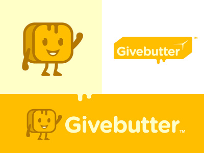 Givebutter butter crowd cute drop food funding gold logo mascot network orange yellow