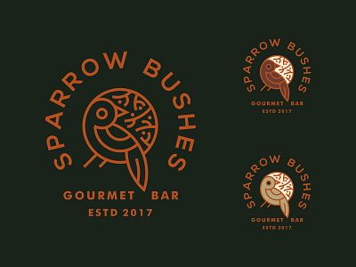 Sparrow Bushes Bar bar bird bush crest emblem gourmet logo monoline nature pin restaurant sparrow