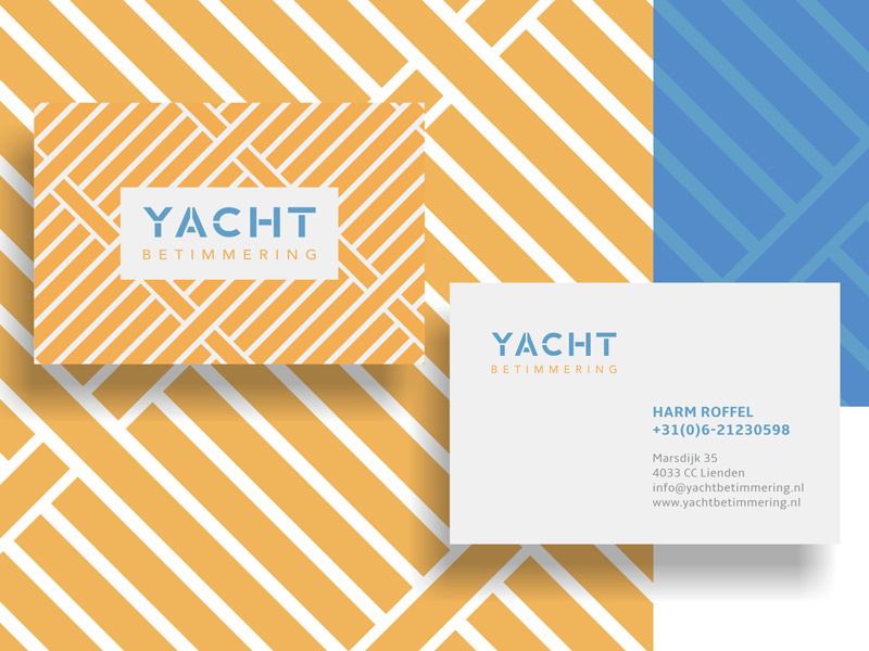 YB Cards blue orange sea ocean sailing yacht deck stationery print business card logo