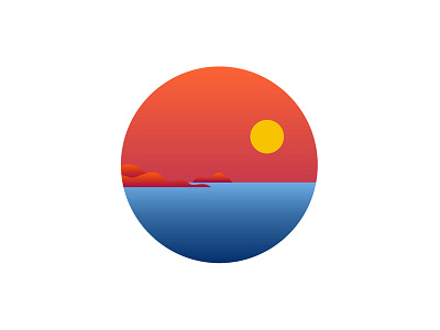 The Sunset chill circle coast illustration mountain sea sky sun sunset vacation