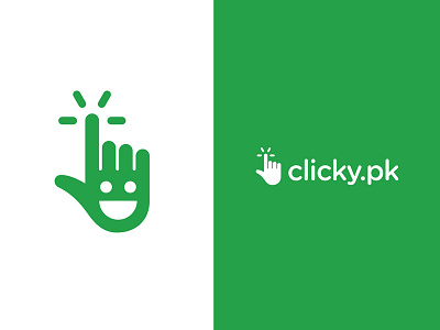 CLKPK click face finger green hand logo network online shop smile