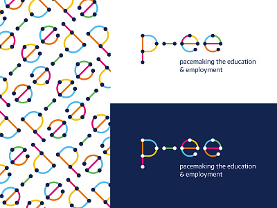 EURO P-EE colorful connection dot education employment line logo multicolor network pace