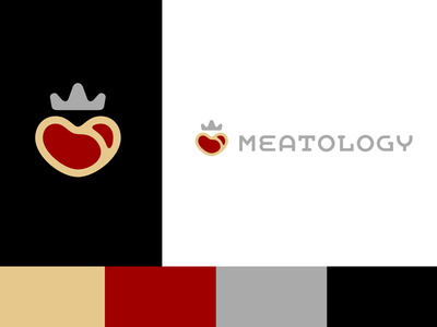 Meatology Logo chain class crown food heart logo luxury meat royal steak symbol