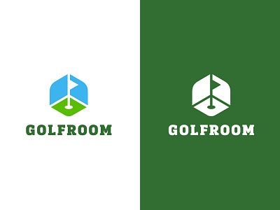 Golfroom Romania box field flag golf grass logo negative room simulator sky sports