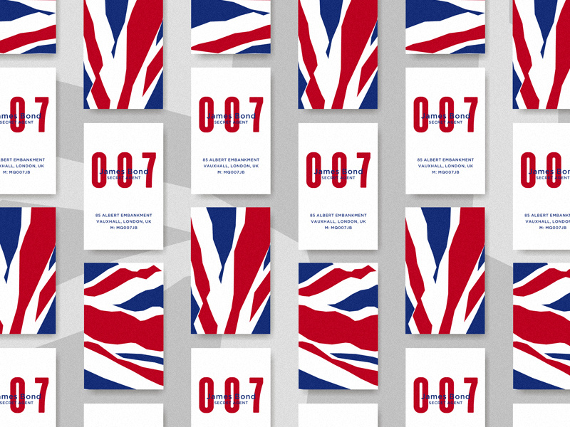 James Bond Business Card blue red business card bond james 007 agent secret flag uk