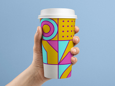 M-Cup asset colorful cup dot drink geometry grid illustration line packaging pattern
