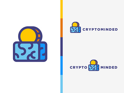 Cryptominded bitcoin brain coin colorful crypto currency icon illustration logo mind monoline outline