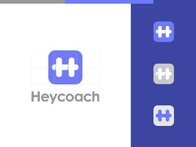 HeyC app coach dumbbell fitness icon logo shadow sports training weight