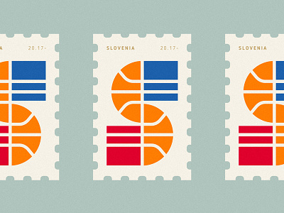 Slovenia 2017 Eurobasket Champions action ball basketball champion gold initials logo post slovenia sports stamp victory
