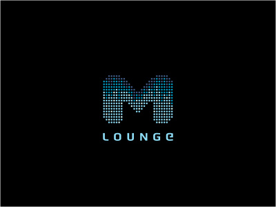 M Lounge bar black blue club disco initials logo lounge party signal sound tech