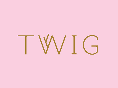Golden Twig custom festive gold holiday lettering logo logotype nature pink tree twig typography