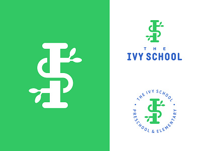 The Ivy School education initials ivy kids learning logo nature pillar plant school seal stamp