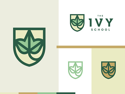 The Ivy School 2 education instituion ivy kids leaf logo nature outline plant school shield