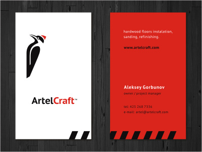AC Card animal bird business card card craft floor print stationery wood woodpecker