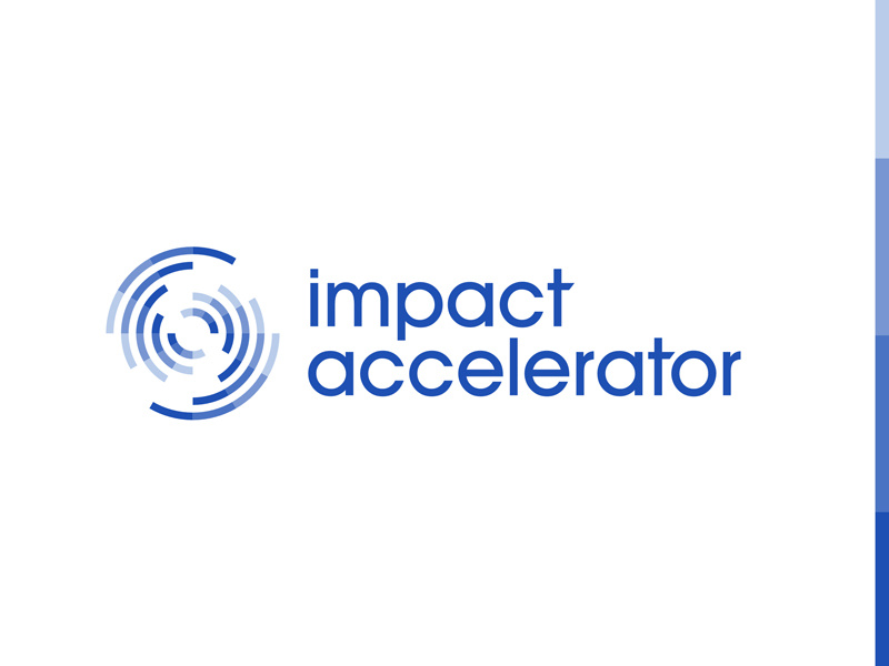 ImpAc blue financial support network change speed accelerator circle line swirl abstract logo