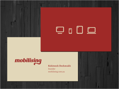 Mobilising Card beige business card card digital print red screen stationery tech
