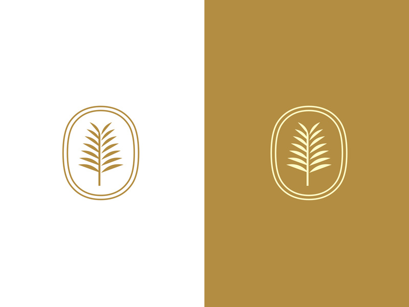 Fern gold shadow enclosure leaf nature plant fern stamp seal design interior logo