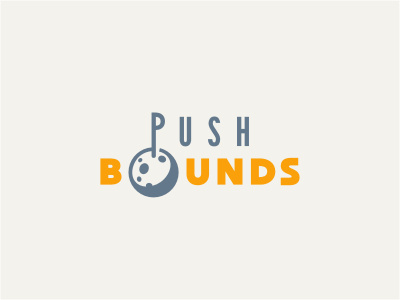 Push Bounds flag game gaming globe gold gray initials logo mobile moon planet software space universe