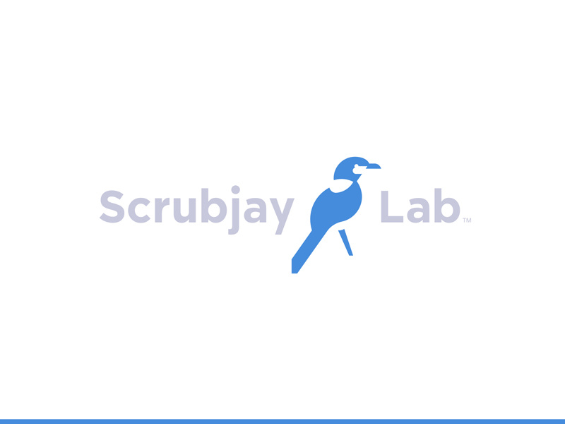 SJL blue negative research development software lab jay scrubjay bird animal logo