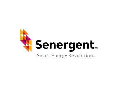 Senergent abstract burst energy geometry initials logo mosaic orange power purple solar sun triangle yellow