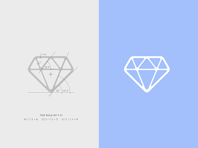7.5 Diamond angle construction cut diamond flawless grid icon logo ratio rule