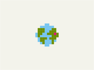 Pixel Planet animation blue circular earth globe green logo pixel planet round
