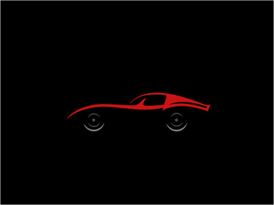 The Ride corvette car vehicle silhouette red gray 3d ride automotive wheels negative logo illustration