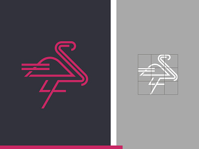 Flamingo animal bird flamingo grid logo monoline speed structure