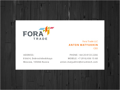 FT Russia business card colorful geometry logo multicolor print square stationery trading triangle