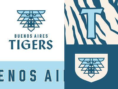Buenos Aires Tigers animal argentina club emblem fantasy fiction football geometry league logo playoff power shield sports team tiger