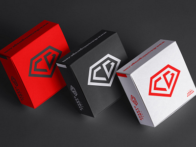 TCG Box alien box comic diamond emblem garage head initials logo monogram packaging sf shield superhero