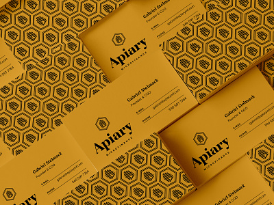 AMF Cards apiary beehive business card finance financial hexagon hive logo logotype print yellow