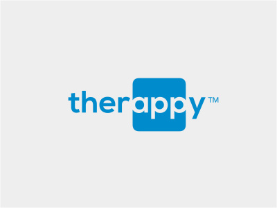 Therappy app blue button cut icon logo logotype mental negative therapy typography