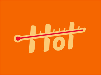 Hot termometer season logotype typography custom summer hot red orange yellow cut shadow