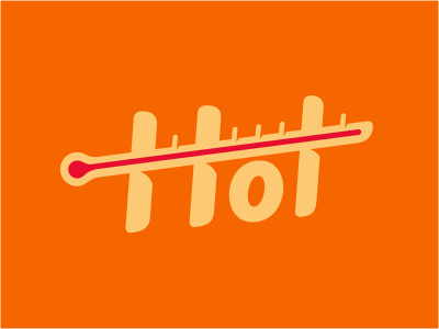 Hot custom cut hot logotype orange red season shadow summer termometer typography yellow
