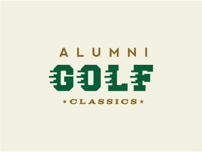 Alumni Golf Classics beige brown classic custom event golf green line logo logotype retro shadow sports tournament typography vintage