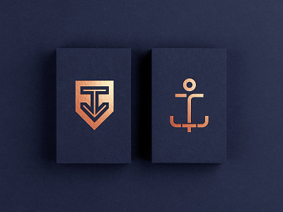 Copper Anchor anchor arrow business card copper foil human hvac indigo logo marine maritime monoline ocean sailing sea shield