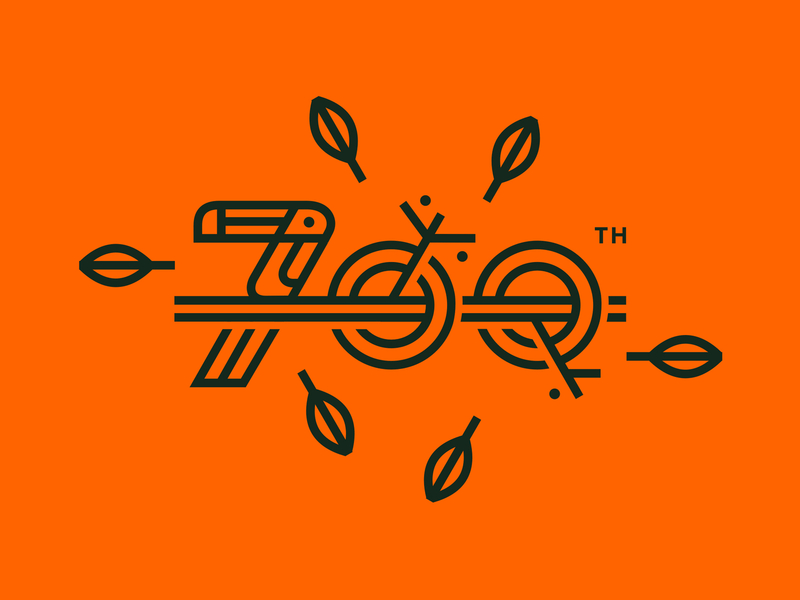 700 Logos Designed animal bird branch leaf logo milestone number orange toucan work