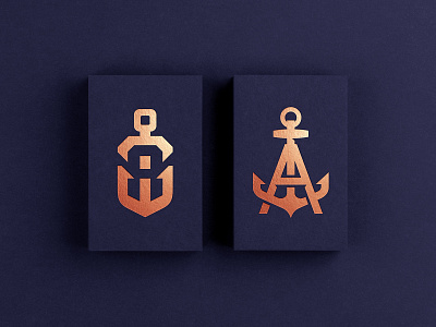 Copper Anchor Vol 2 anchor arrow business card copper foil human hvac indigo initials logo marine maritime monoline negative ocean sailing sea