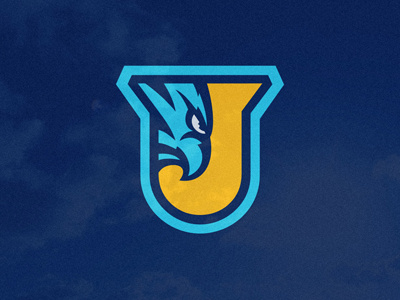 J Shield animal bird blue bolt crest eagle emblem eye initials logo mascot security shadow shield sports thunder yellow